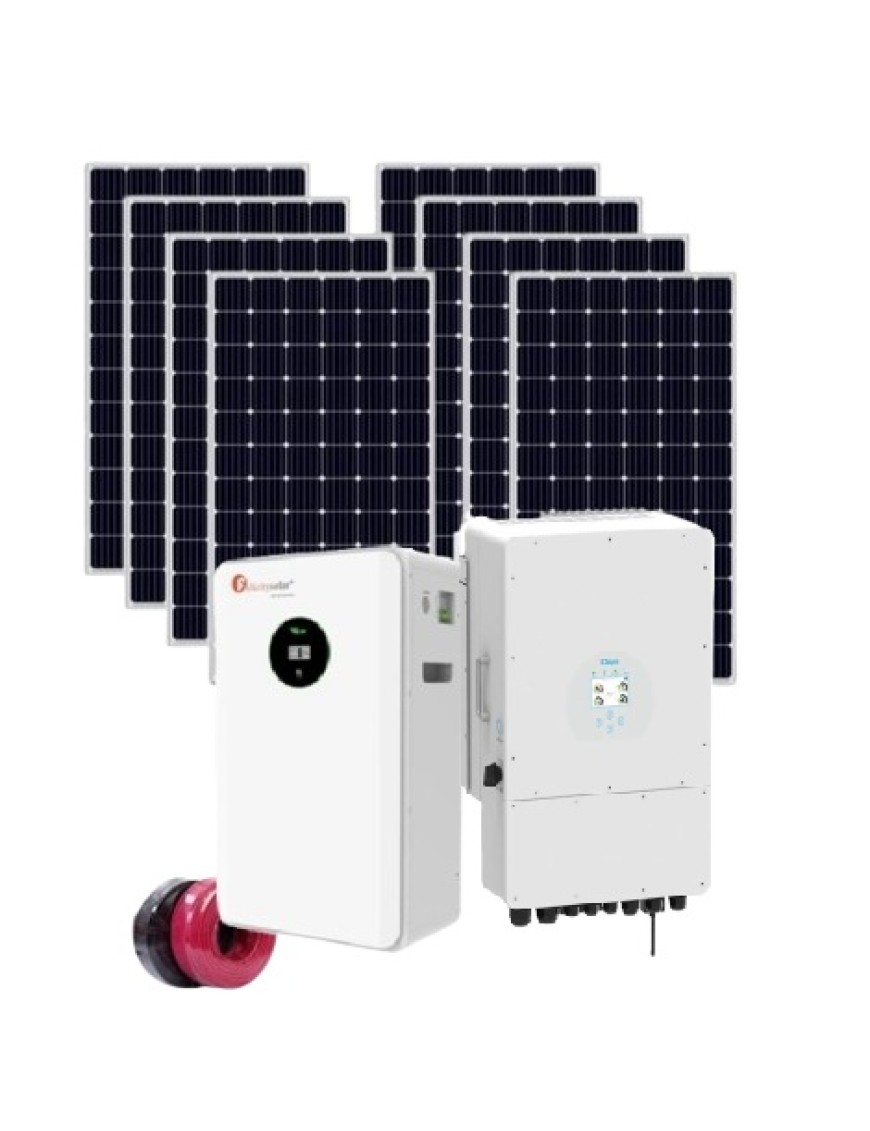 Автономна соларна система 9.3 kW + инвертор Deye 8 kw + 5.12 kwh литиева батерия - Трифазна