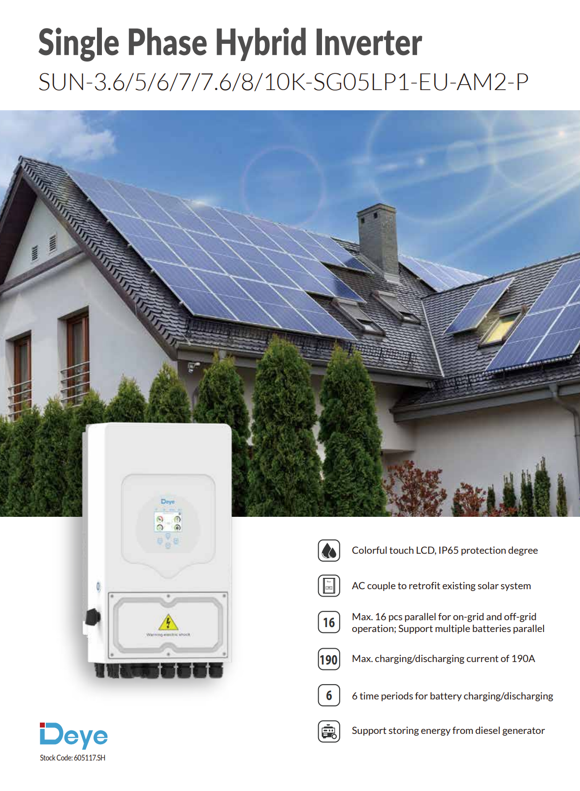 DEYE SUN-6K-SG05LP1-EU — Хибриден монофазен инвертор 6 kW | 48V LV | 2 MPPT | WiFi 5