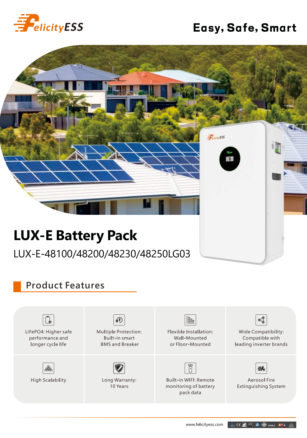 Литиева батерия Felicity Solar 10 kWh LifePo4 - Low voltage - Fire Protection 3
