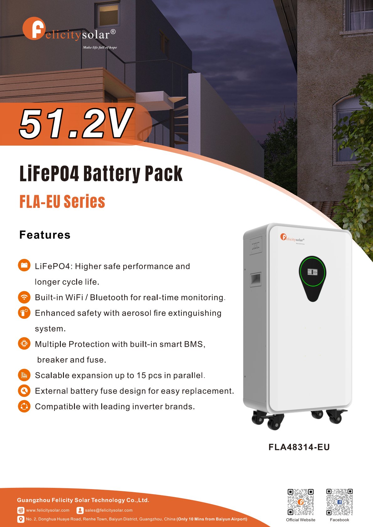 Литиева батерия Felicity Solar 16 kWh LifePo4 - Low voltage - Fire Protection 4