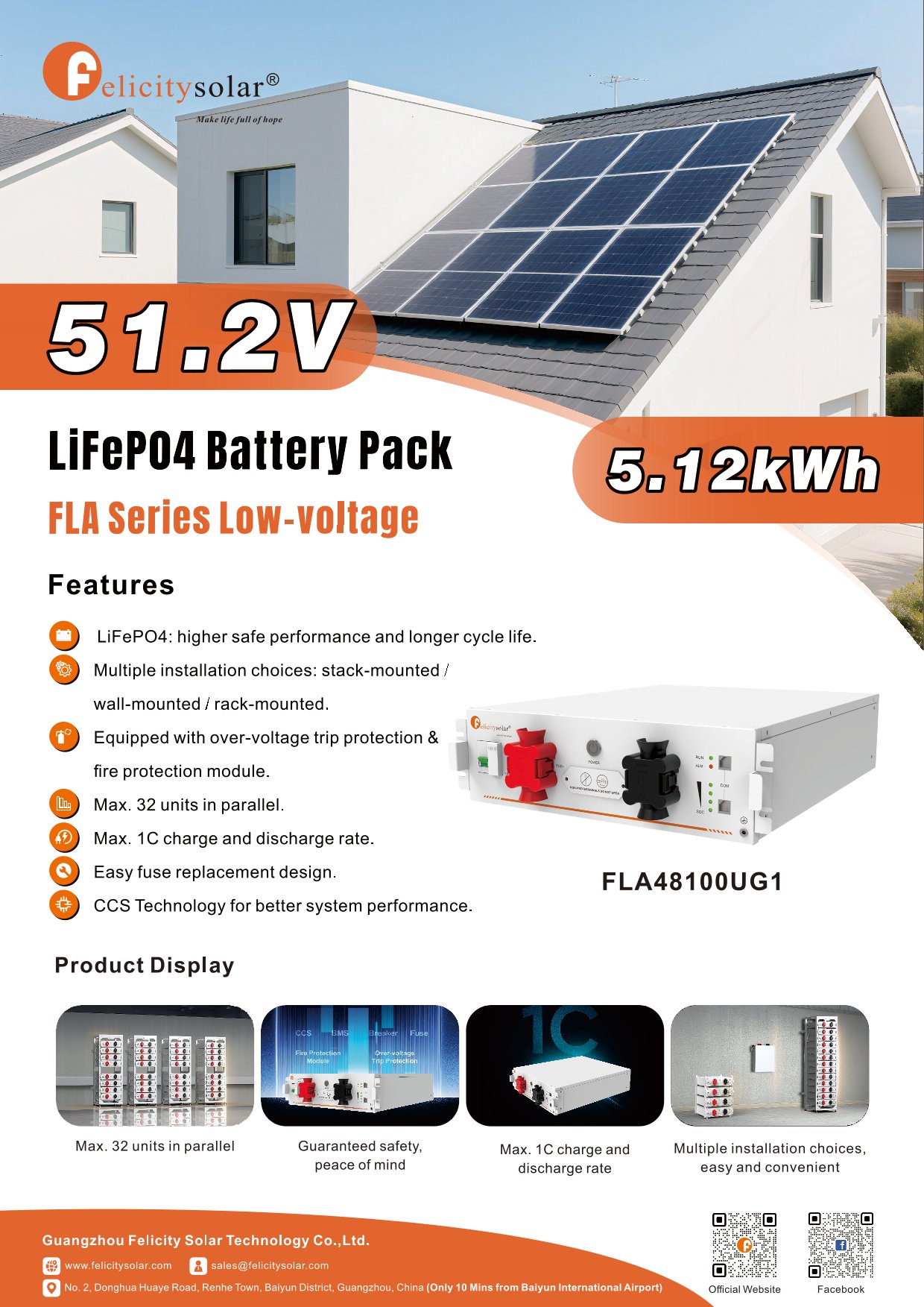 Литиева батерия Felicity Solar 5.12 kwh LifePo4 - Low voltage - Fire Protection 4