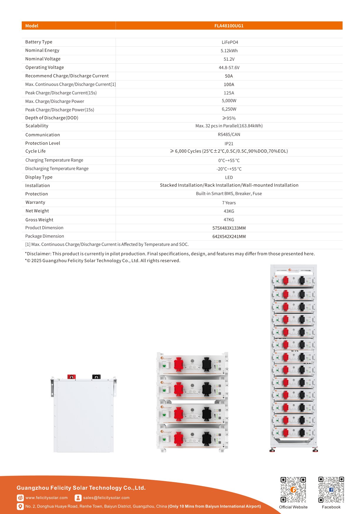 Литиева батерия Felicity Solar 5.12 kwh LifePo4 - Low voltage - Fire Protection 5