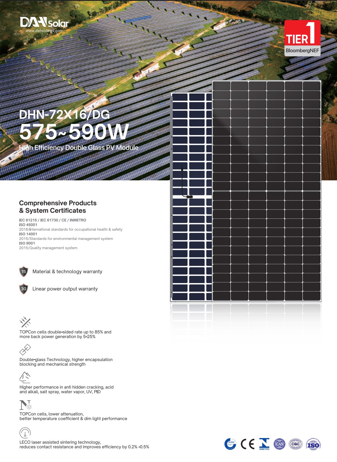 Соларен панел DAH Solar DHN-72X16/DG — 580W Bifacial N-Type TOPCon 2