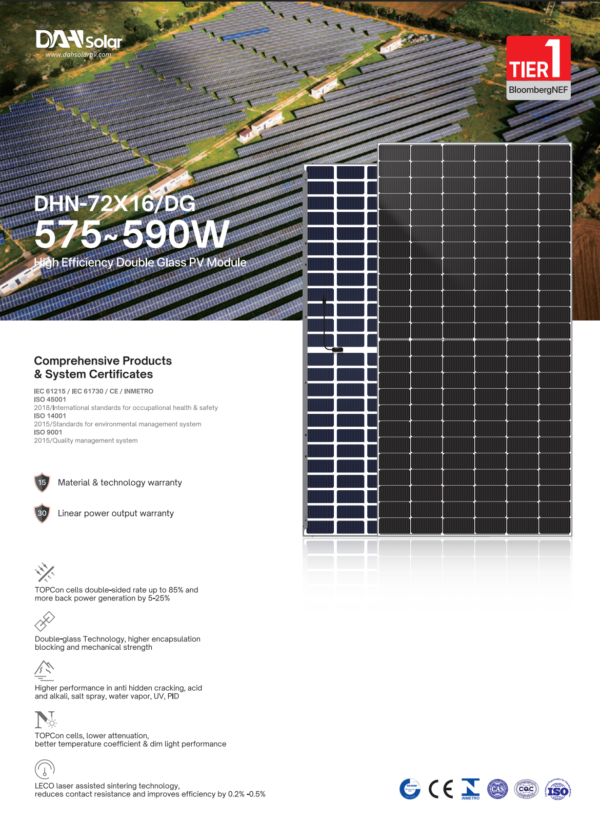Соларен панел DAH Solar DHN-72X16/DG — 580W Bifacial N-Type TOPCon 5